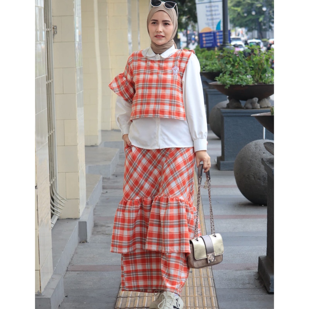 Mmaayra - Kalinea set - setelan inner kemeja rompi rok  oneset wanita kekinian
