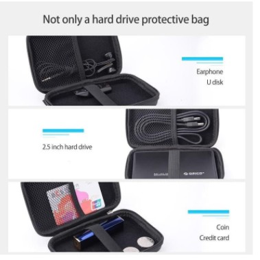 Storage bag Orico 2.5 inch EVA anti water shock for hdd ssd cable earphone otg phd-25 - Pouch hardcase universal Phd25