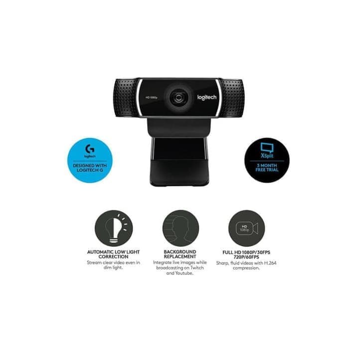 Logitech C922 PRO STREAM Webcam Background Replacement + Tripod