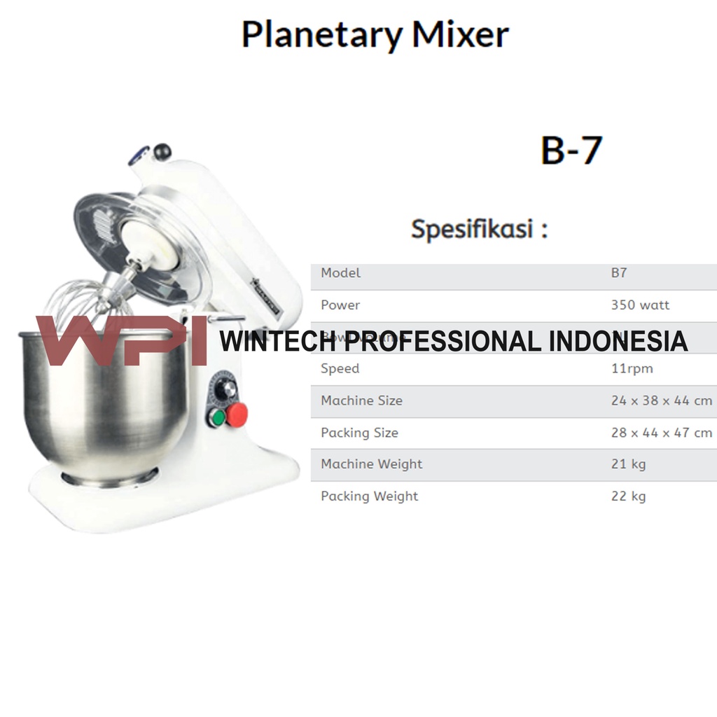 Wiratech B-7 Planetary Mixer - MIXER PENGADUK ADONAN KUE