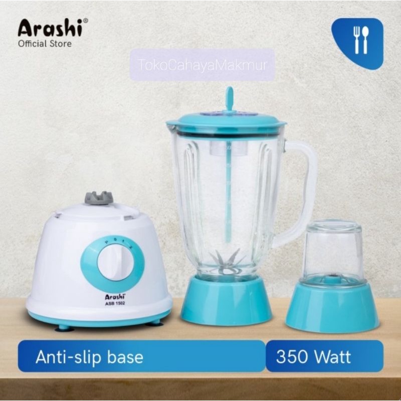 Arashi Stand Blender ASB 1502 1.5L - Pelumat, Jar Kaca, 3 Mode Speed