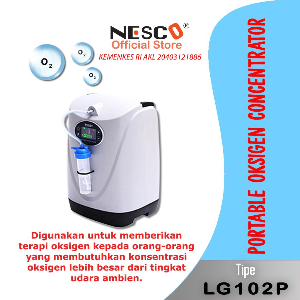 Nesco Portable Oksigen Concentrator Tipe LG102P (4,5Ltr/mnt @95%, 120menit)