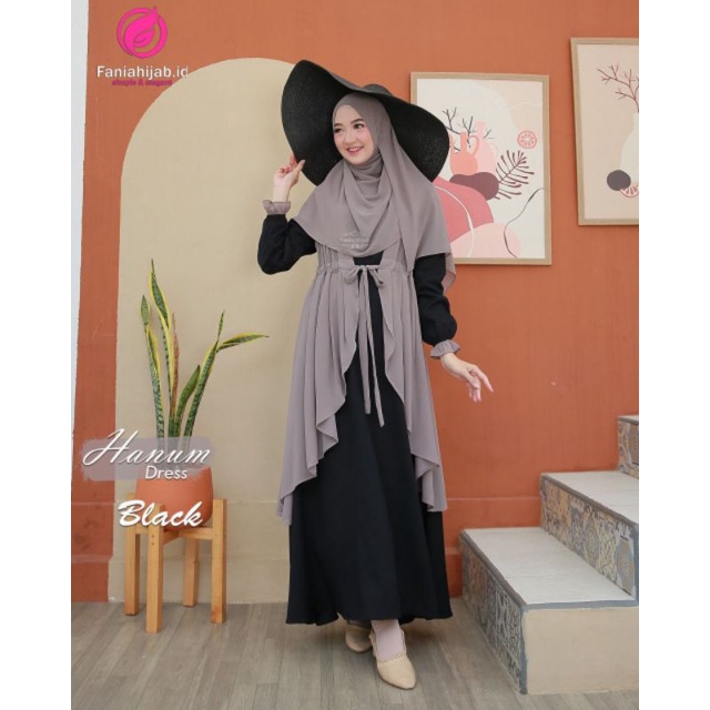 Hanum Dress by Fania Hijab COD PROMO TERMURAH Shanum Dress Gamis Maxy Tile Tutu Pesta Kondangan Musl