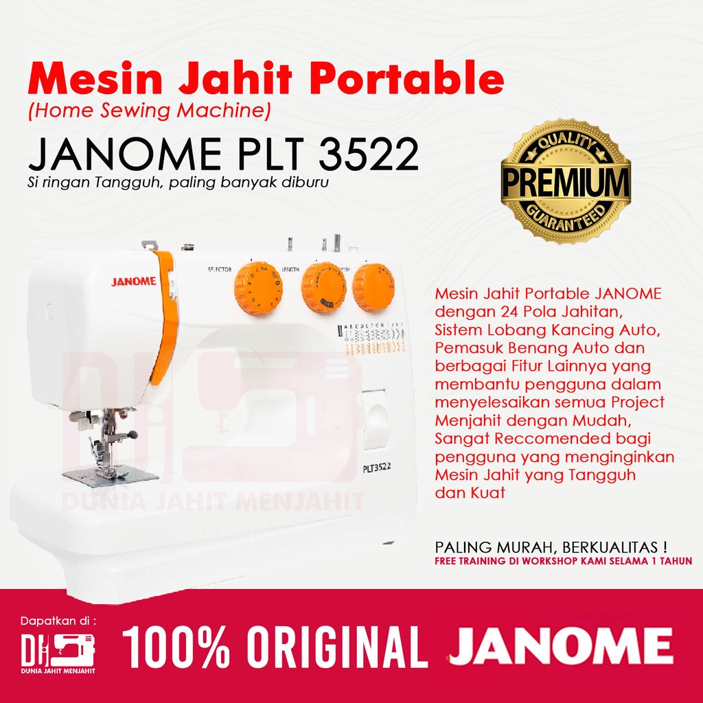 JANOME 3522 Mesin Jahit Portable Multifungsi