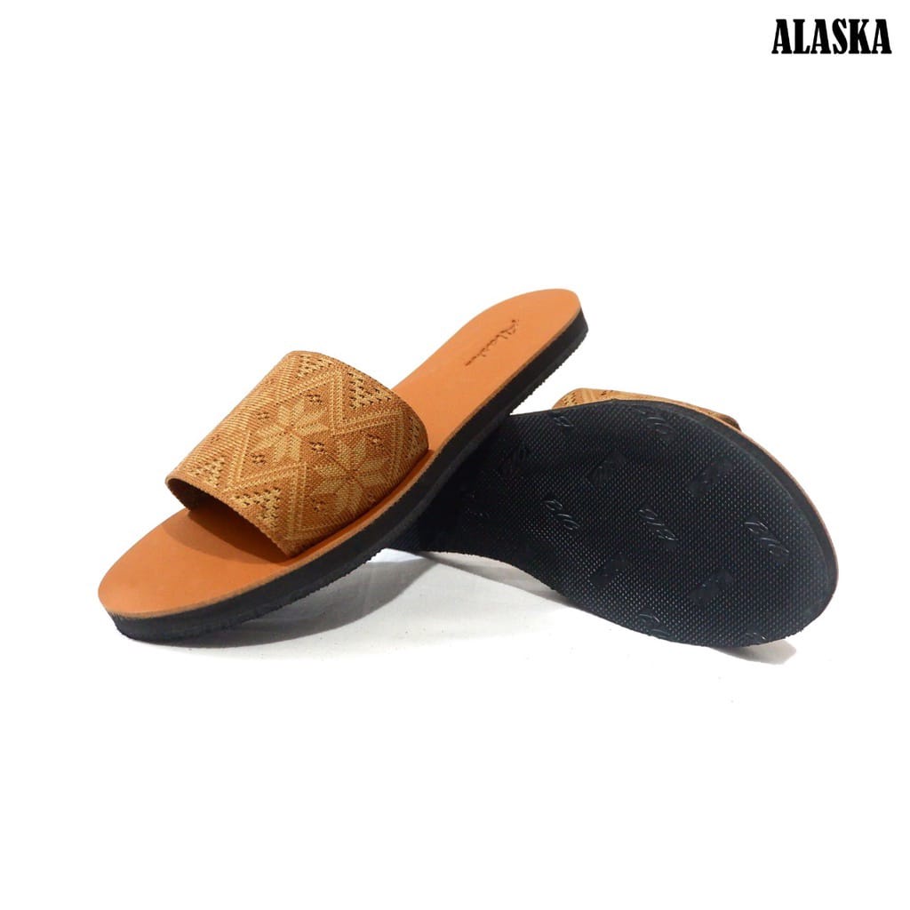 ALASKA SKT - Sandal Flat Wanita Slop Teplek Karet Rajut Import terbaru termurah