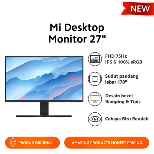 LED Desktop Monitor Xiaomi Mi 27&quot; Layar IPS 1080P Cahaya Biru Rendah NAMPOLL GAN