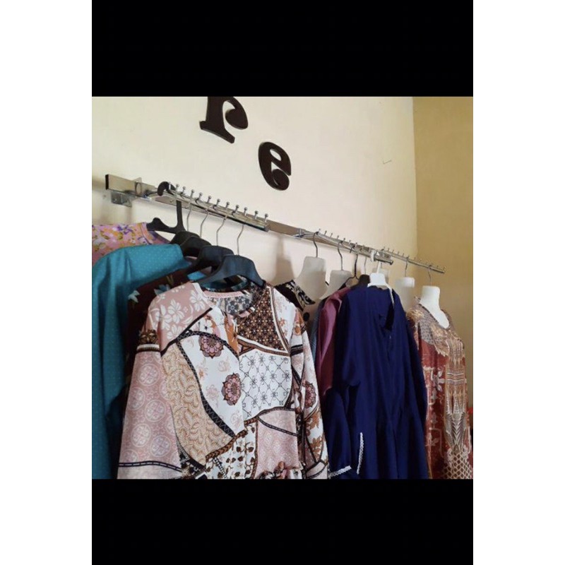 Gantungan Pipa Kotak Set 100 cm Dengan Hanger Suling 6 paku