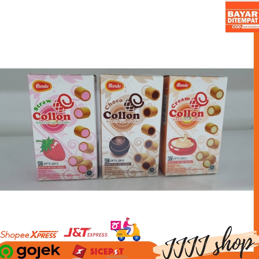 

Monde Collon Cemilan Snack Rasa Coklat Vanila Strawberry Isi 50gr