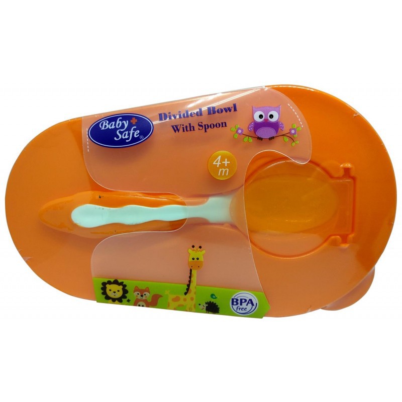 Baby Safe Devided Bowl With Spoon AP010 Orange