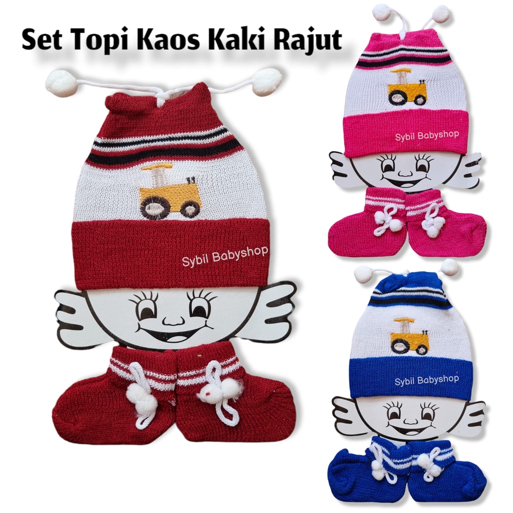 Topi Rajut dan Kaos Kaki Set Rajut Bayi Hangat