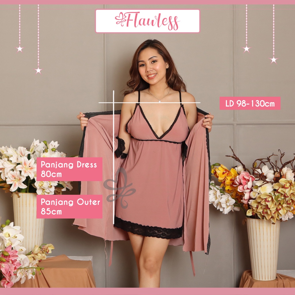 ALICE Lingerie Sexy Model Kimono Motif Renda Tidak Transparan Baju Tidur Wanita Piyama Seksi Baju Dinas Depan Suami Sleepwear-2