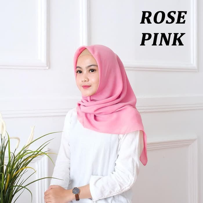 [NECI TEPI] Polycotton / Fine / Viney Kerudung jilbab hijab Segiempat lasthijab.-rose pink
