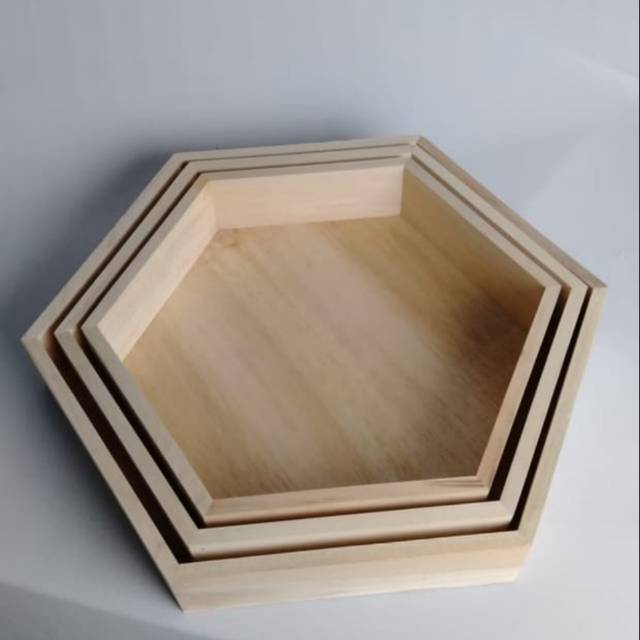 tempat kotak seserahan hexagonal 1set - varnish