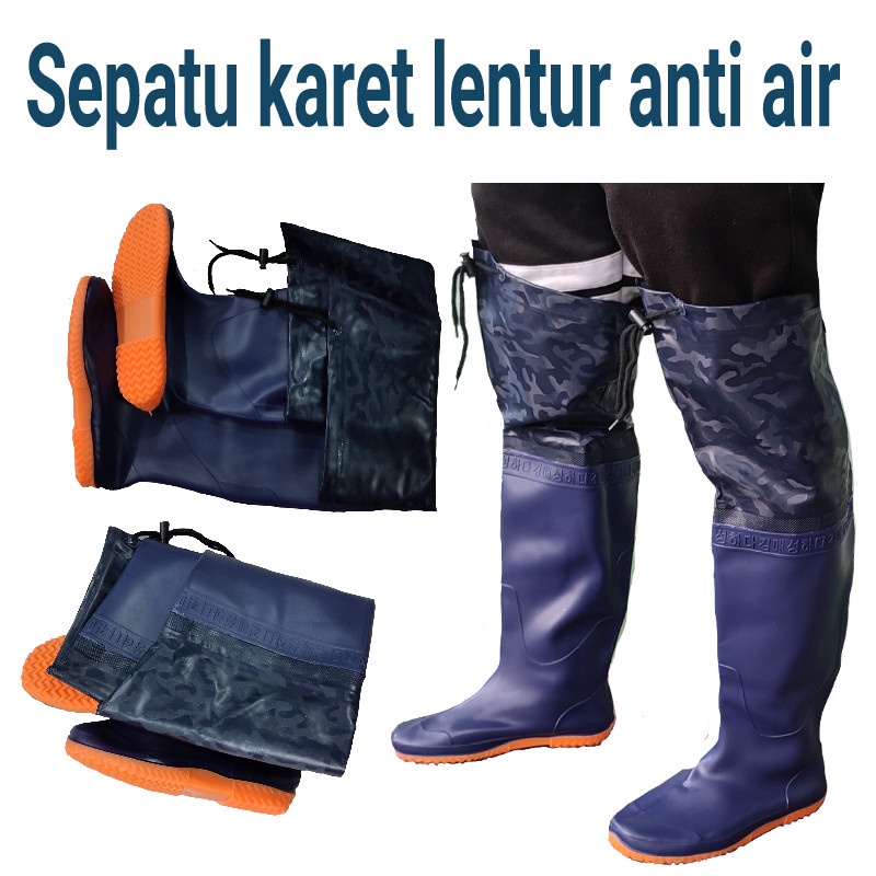 SEPATU BOOT PANJANG SAWAH MOTIF DORENG SEPATU BOOTS KARET PETANI ANTI AIR SEPATU KARET ANTI KEONG