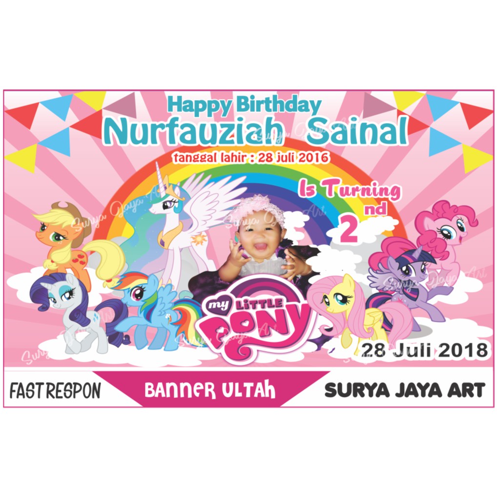 Cetak Spanduk Banner Backdrop Ulang Tahun Tema Little Pony