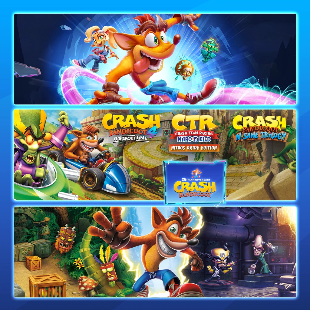 (5 Games) Crash Bandicoot 1 2 3 4 Bundle + CTR PS4 PS5 Game Digital