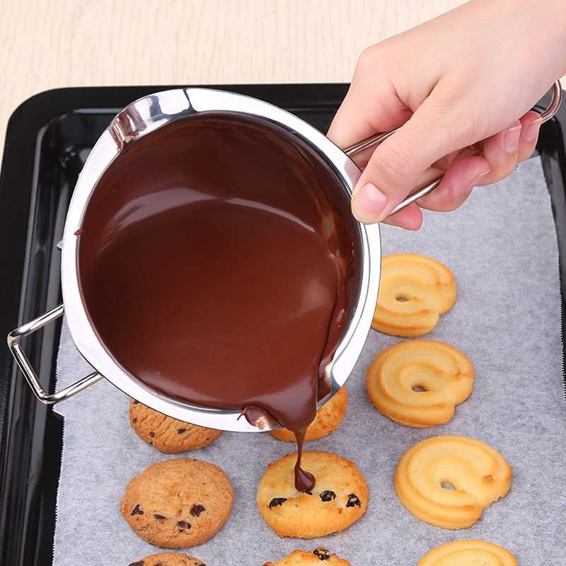 Chocolate Melting Pot Panci Leleh Stainless Steel 400ml / Panci Leleh Coklat Kuningan Keju Mentega Butter Kecil Stainless Steel / Panci Set Anti Lengket Anti Gores / Melting Pot Coklat Panci Stainless / Alat Peleleh Coklat Keju Lilin Mozarella Wax Murah