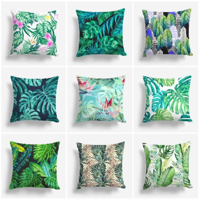 BANTAL SOFA PRINT MOTIF LEAVES DAUN TANAMAN MONSTER 40X40 CM