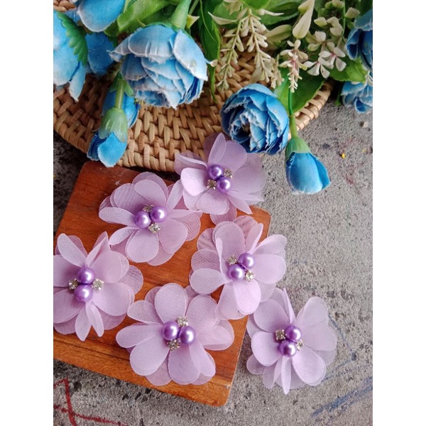 RS13 READY SIAP KIRIM aplikasi bunga 3d handmade DAHLIA 5CM hiasan gaun kebaya pengantin murah