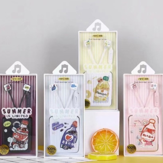 [MI-738] Set Earphone Kotak Koper Motif BOTOL Minuman Musim Panas / Wadah Penyimpanan Kabel Earphone Gambar Botol Drinks SUMMER IS LIMITED