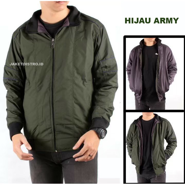 JAKET BOMBER PRIA / JAKET HARINGTON BOLAK BALIK / JAKET BOMBER 2 IN 1