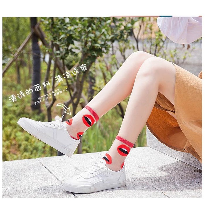 KK-34 kaos kaki geometri musim panas cotton socks transparan korea jap