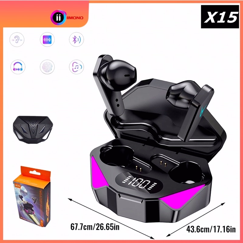 【COD】Headset Bluetooth Gaming TWS X15 Bluetooth V5.2 LED Smart Display