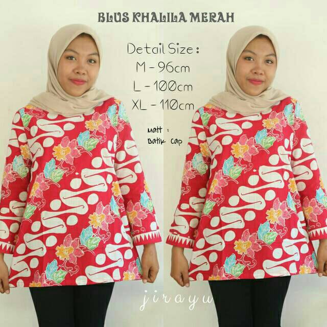 ATASAN BATIK WANITA MODEL BLUS MOTIF BATIK MODERN UNTJK KERJA DAN MUSLIMAH