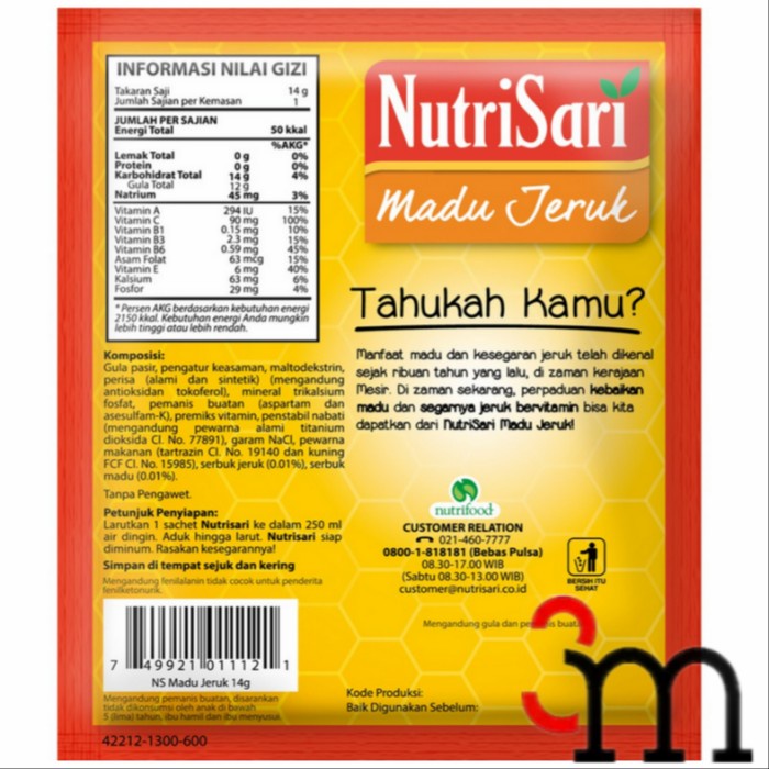 

Ge602G Nutrisari - Madu Jeruk (1 Renceng = 10 Sachet) Ds5