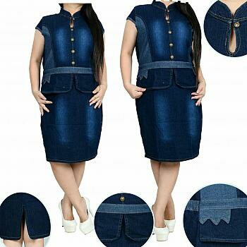 SB Collection Dress Jeans Janiarti Jumbo Pendek Short Midi Casual Wanita