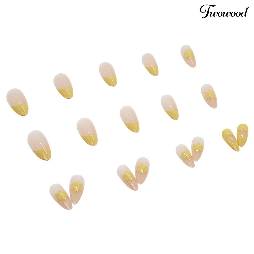 Twowood 24Pcs / Kotak Patch Kuku Full Cover DIY Untuk Dekorasi Manicure Wanita