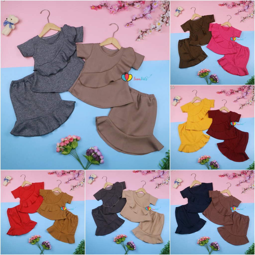 [POLOS] Setelan Lolly Anak uk 1-2 Tahun / Set Atasan Bawahan Rok Kulot Perempuan Baju Cewek Import