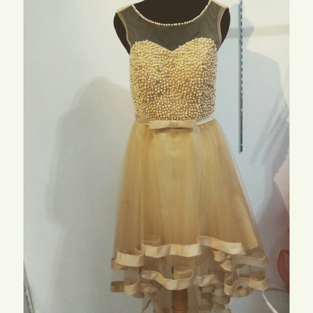 Gaun pesta mini kuning gold mini dress