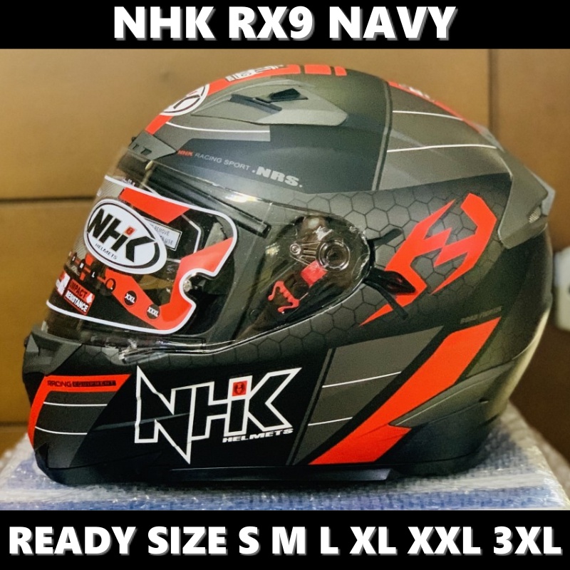 Helm NHK RX9 Navy Black Red Doff Double Visor Full Face - Helem Motor SNI DOT Touring Dewasa Pria Wa