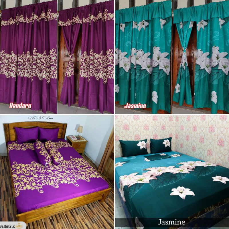 Sprei dan gorden couple.Dapat 1 sprei+2gorden/Sprei homemade //gorden motif