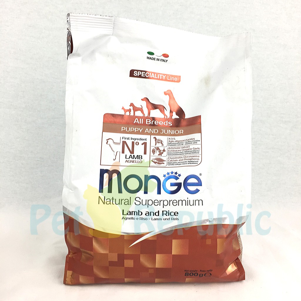 

Pet Republic Makanan Anakan Anjing MONGE Puppy and Junior Lamb and Rice 800gr