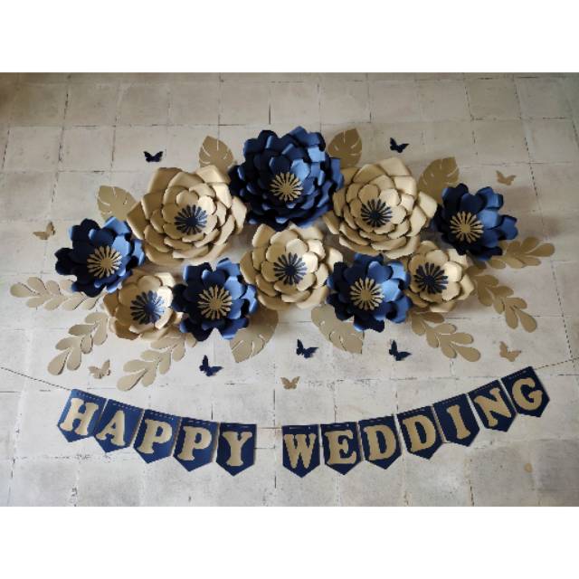 Paper flower navy gold Lamaran/ Paper Flower Nikah / Paper flower murah