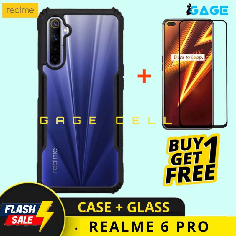 FREE ✅ TEMPERED GLASS FULL REALME 6 PRO - HARDCASE SOFTCASE CASE FUZE ARMOR REALME 6PRO CASING COVER