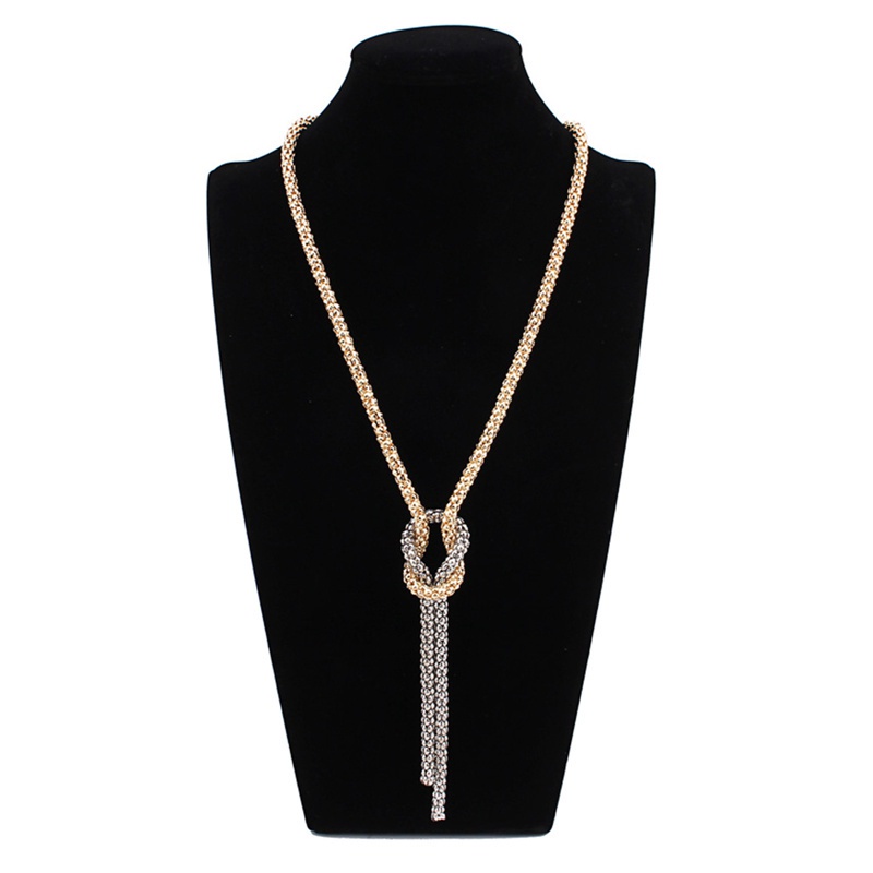 Women Fashion Simple Knotted Chain Choker Necklaces Female Bohemian Jewelry