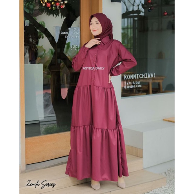 Midi Dress Zemila Series Gamis Anak Remaja Perempuan Bahan Toyobo Premium By Asyiqagrosir