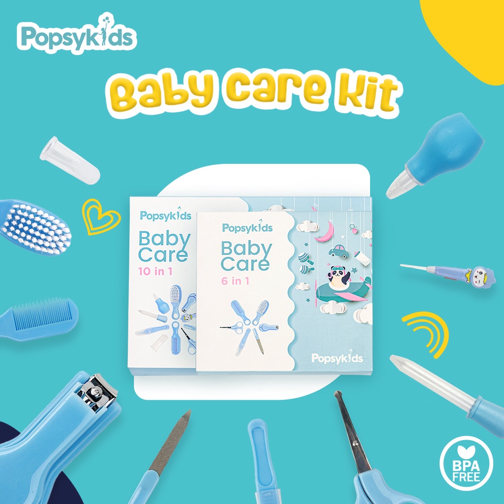 PopsyKids Baby Care Kit 10in1 / 6in1 Baby Gift Set Grooming Kit Perawatan Kuku Rambut Bayi