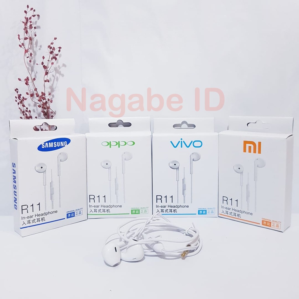 Headset samsung Headset vivo Headset Oppo Headset xiaomi Earphone brand R11 Headset R11 Branded