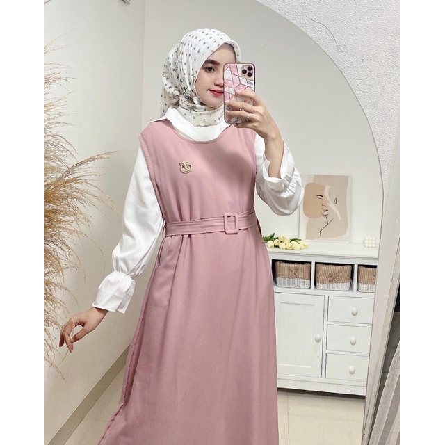 humaira set dress / set kemeja dan dress polos