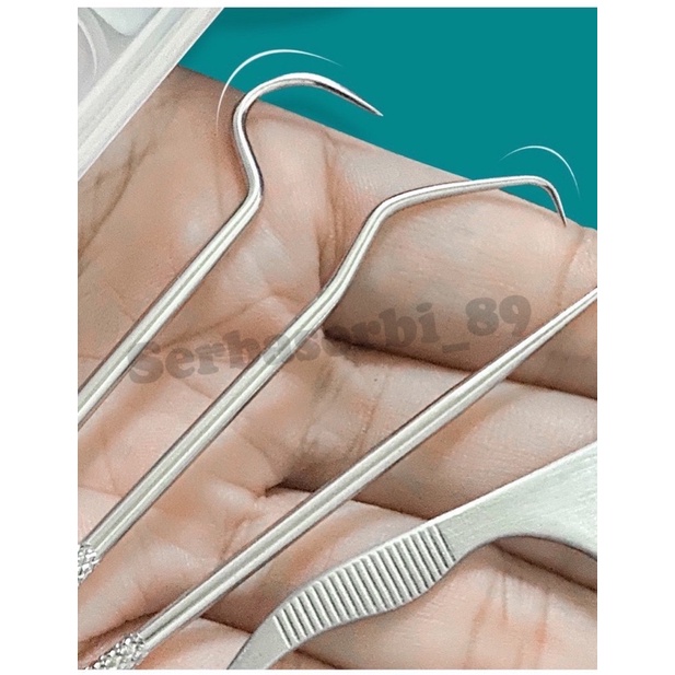 Tusuk gigi stainless 7in1 paket perawatan mulut stainless steel toothpick pembersih karang gigi