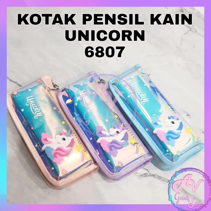 

] kotak pensil/ tempat pensil resleting / KOTAK PENSIL KAIN UNICORN 6807