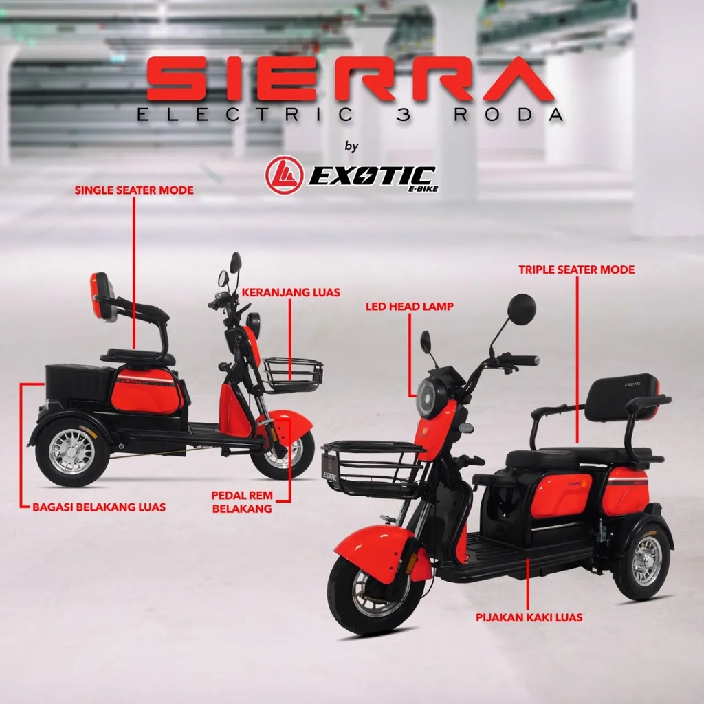 ❤Bazar❤ SEPEDA LISTRIK E-BIKE EXOTIC SIERRA RODA TIGA