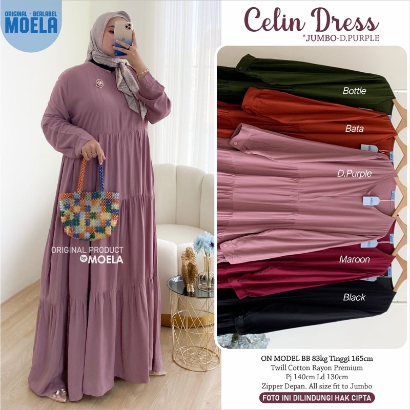 Gamis dress rayon polos Amora/Anse/Celin/Baisa/Biumi/Molin/Ciaji/Jihas/Flate/Tosti/Milly/Tisa/Siuti/Chesa/Fimel/Yapi/Lilci/Balo/Polse/Rensi/Silom/Neta/Rome by Moela berlabel-Celin dpurple