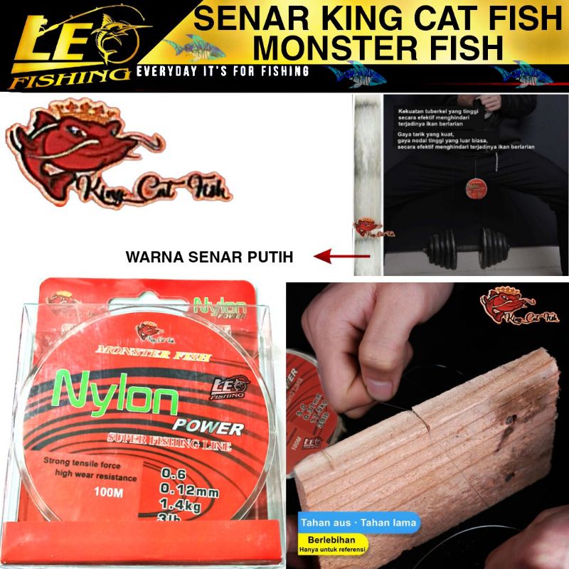 SENAR KING CAT FISH NYLON POWER PANJANG 100M SIZE 0.18 0.20 0.23 0.26 0.28 0.30 0.35 0.40 0.45 0.50