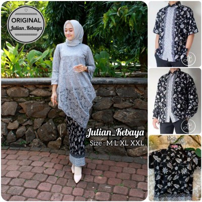 Baju Batik Couple / Couple Sarimbit / Couple Kebaya Brokat Tunik Set Kemeja Batik Modern Keluarga