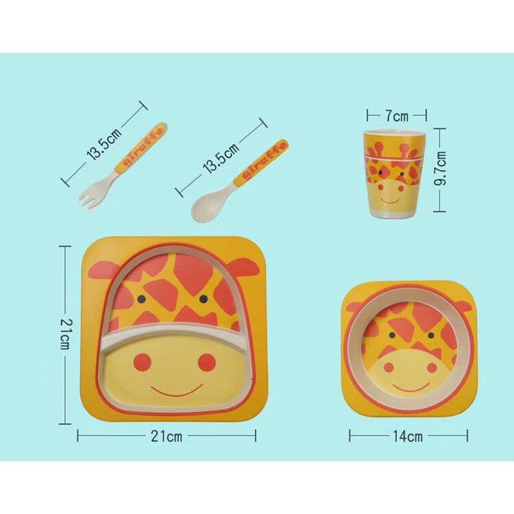 Bamboo Fiber Feeding kids Set / Peralatan makan bayi / Piring anak Kotak / piring bamboo bambu